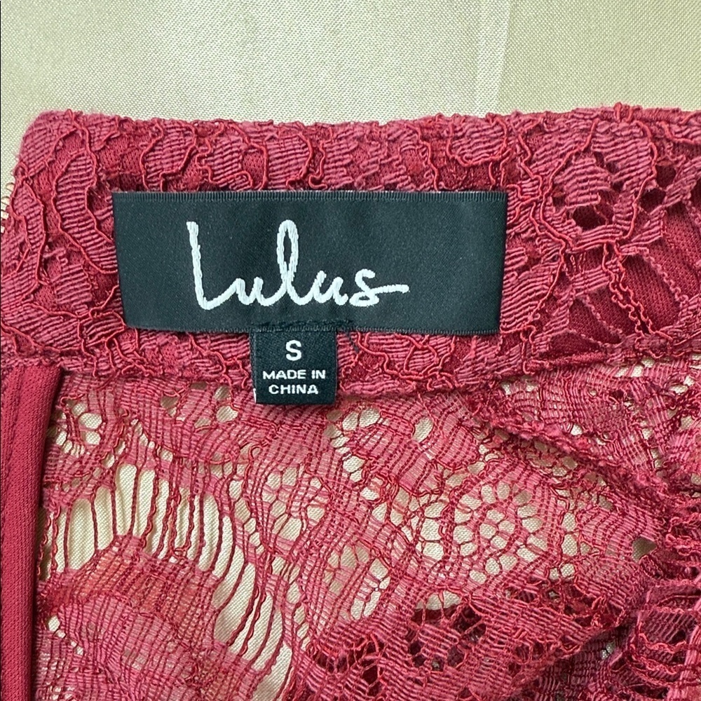 Lulus Bewitching Babe Wine Lace Bell Sleeve Dress Small - Picture 8 of 11